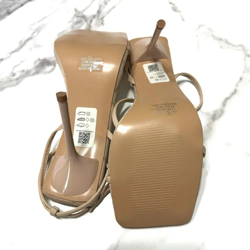 Topshop Square Toe Cushioned Stiletto Heels Size 8W Minimalist Wedding Party
